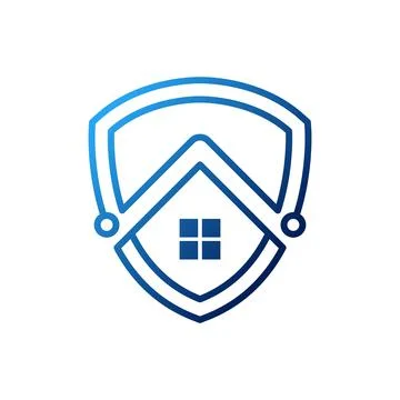 Home Security Logo Icon vector design illustration. Home Security with Shield Stock Illustration