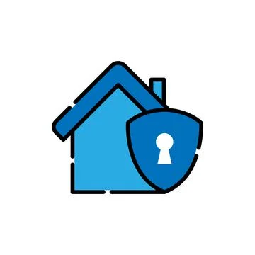 Home Security Logo Icon vector design illustration. Home Security with Shield Stock Illustration