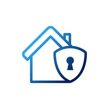Home Security Logo Icon vector design illustration. Home Security with Shield Stock Illustration