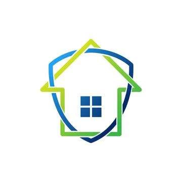 Home Security Logo Icon vector design illustration. Home Security with Shield Stock Illustration