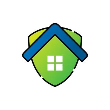Home Security Logo Icon vector design illustration. Home Security with Shield Stock Illustration