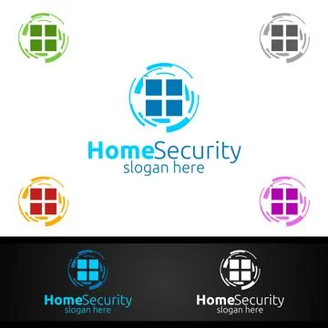 Home Security Logo for Network, Internet, Monitoring, and Alarm Stock Illustration