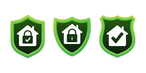 Home security shield protection icons set Ilustração Stock