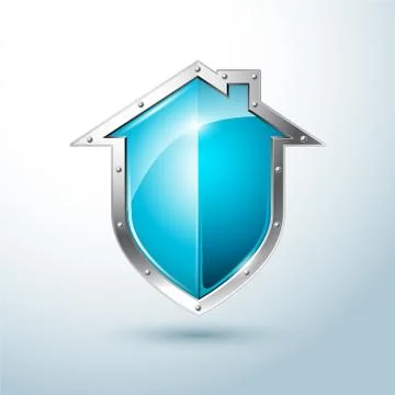 Home security silver and blue shield vector illustration イラスト素材