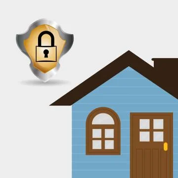Home security silver shield padlock Stock Illustration