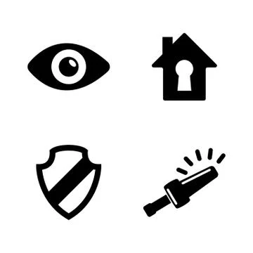 Home Security. Simple Related Vector Icons Stock Illustration