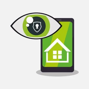 Home security smartphone technology vigilance Stock Illustration