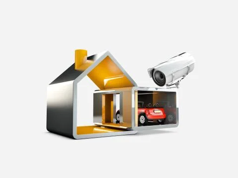 Home security system, 3d illustration, isolated white Stock Illustration