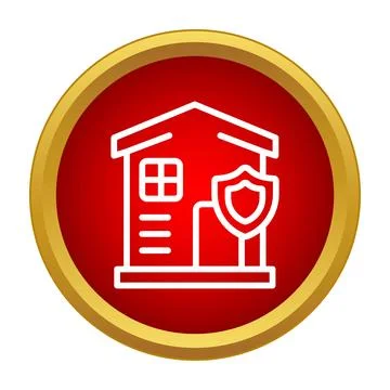 Home security system protecting house icon button interface Illustrazione stock