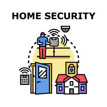 Home security system protecting house property concept Illustrazione stock