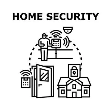 Home security system protecting house property concept Illustrazione stock
