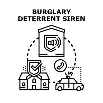 Home security system protecting property from burglary Illustration