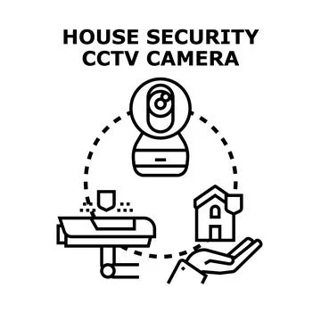 Home security system protecting residential building assets Stock Illustration