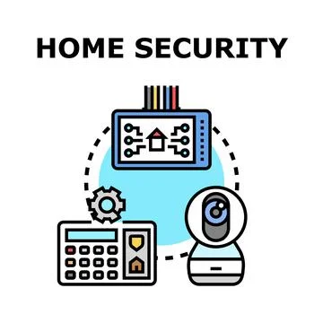 Home security system protecting smart house technology Stock Illustration