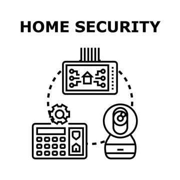 Home security system protecting smart house technology Stock Illustration