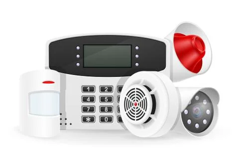 Home security system set icons vector illustration Stock Illustration