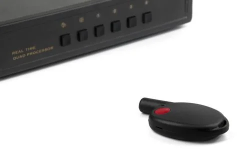 Home security system Wireless home security system on white background Cop... Stock-Fotos