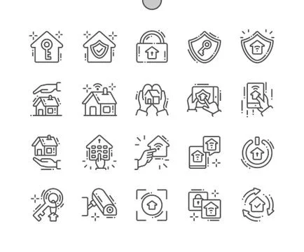 Home Security Well-crafted Pixel Perfect Vector Thin Line Icons 30 2x Grid for Stockillustratie