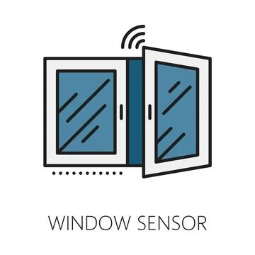 Home security window sensor color line icon Ilustración de archivo