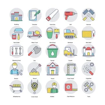 Home Services Flat Icons Set Stock Illustration