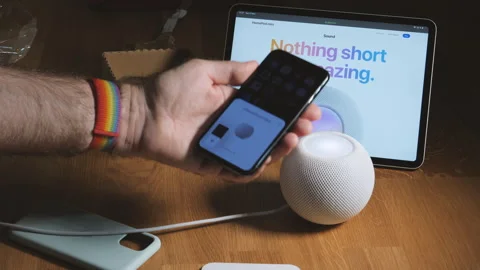 Home Setup: HomePod with iPad and iPhone Pro Stock Footage 276603813
