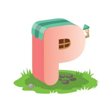 Home In The Shape Of Alphabet P Иллюстрация