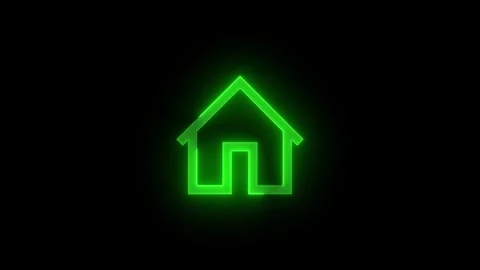 Home shape stroke icon glowing neon green color animation Stock Footage 279301366