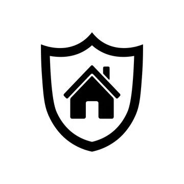 Home with shield icon. House security symbol. Stock Illustration