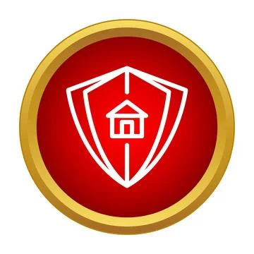 Home shield icon representing real estate protection Stock Illustration