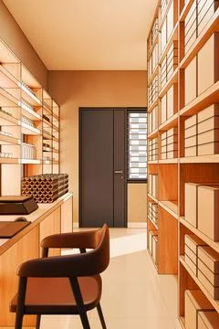 Home Shop Interior Rendering Stock-Illustration
