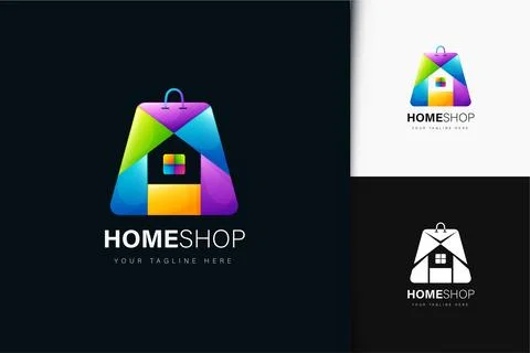 Home shop logo design with gradient Stock Illustration