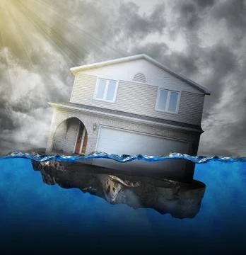 Home sinking in water Stock Photos