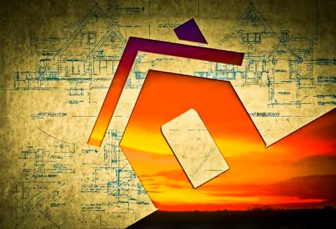 Home, sky clouds, concept Stock Illustration