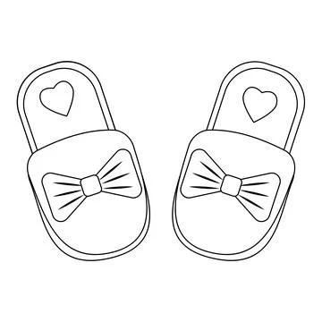 Home slippers black outline, vector illustration Stock Illustration