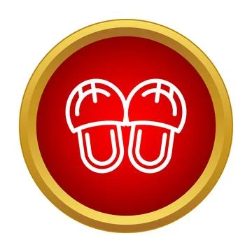 Home slippers icon inside red circle frame Stock Illustration