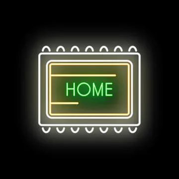 Home smart mat neon icon green light Illustrazione stock