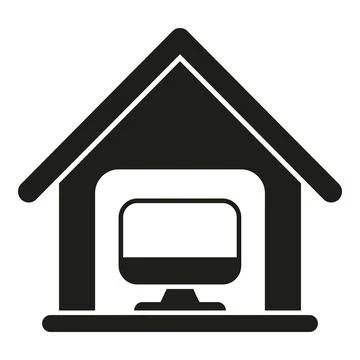 Home smart office icon simple vector. Online computer Illustrazione stock