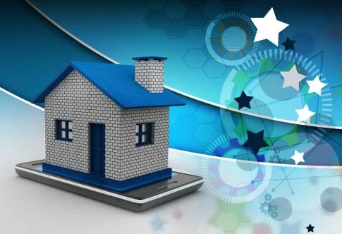 Home with smart phone Stock Illustration