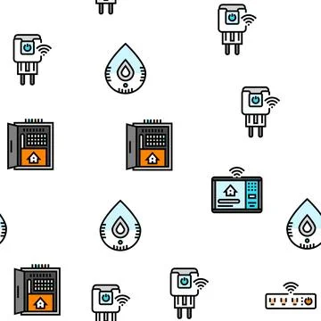 Home smart technology control vector seamless pattern Stock Illustration