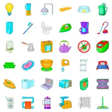 Home socket icons set, cartoon style Stock Illustration