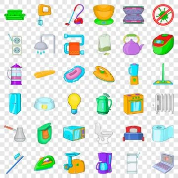Home socket icons set, cartoon style Stock Illustration
