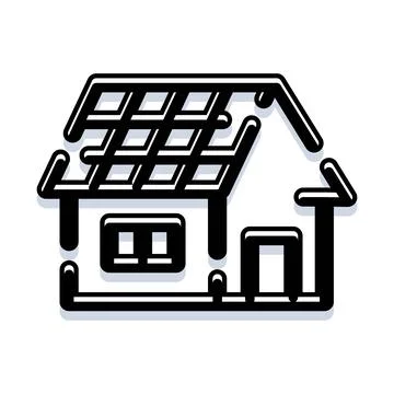 Home with solar panels, green energy concept Stock Illustration