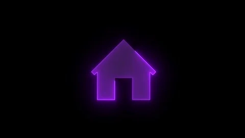 Home solid stroke icon glowing neon purple color animation Stock Footage 289432891