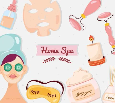 Home spa icons pattern Illustrazione stock