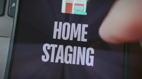 Home Staging themed graphic presentation generated on smartphone Video stock 289099365