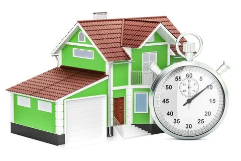 Home with stopwatch concept, 3D rendering Stock Illustration