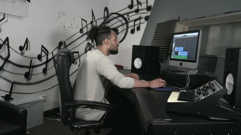 Home studio making music. Stock Footage 113191079