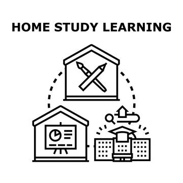 Home study learning process icon concept Stock Illustration