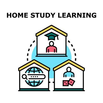 Home study learning vector concept illustration Illustrazione stock
