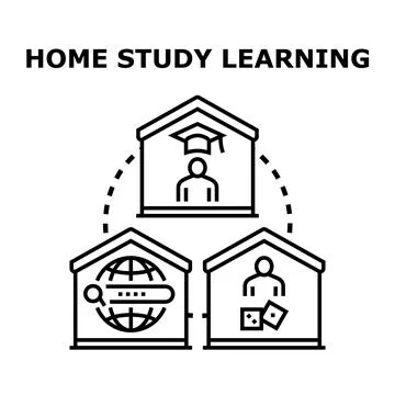 Home study learning vector concept illustration Stock Illustration